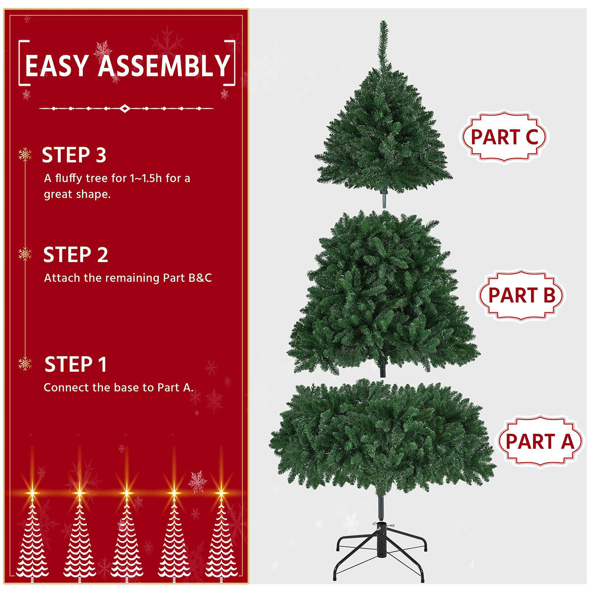 Yaheetech 6ft Premium Spruce Hinged Artificial Full Christmas Tree with 796 Branch Tips Holiday Xmas Tree with Metal Hinges and Foldable Base for Home Party Office Decoration Yaheetech