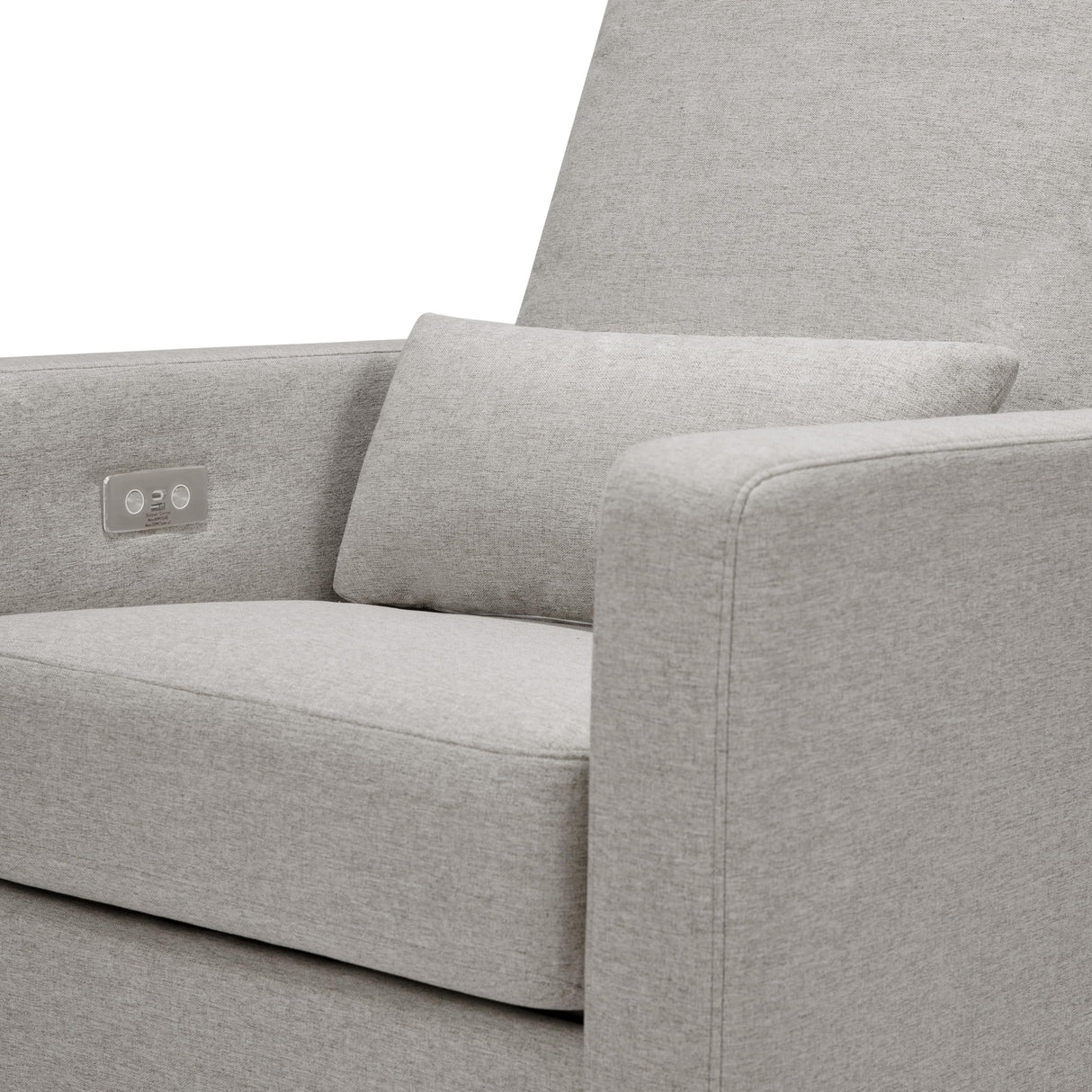 Babyletto Sigi Electronic Power Recliner & Glider with USB Port in Performance Grey Eco-Weave, Water Repellent & Stain Resistant, Greenguard Gold and CertiPUR-US Certified babyletto