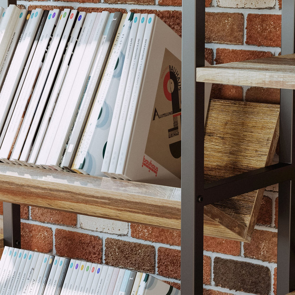 IRONCK Bookshelves and Bookcases 5 Tiers, Triple Wide Industrial Bookshelf, Large Etagere Bookshelf, Display Storage Bookshelves with Metal Frame for Living Room, Home Office IRONCK