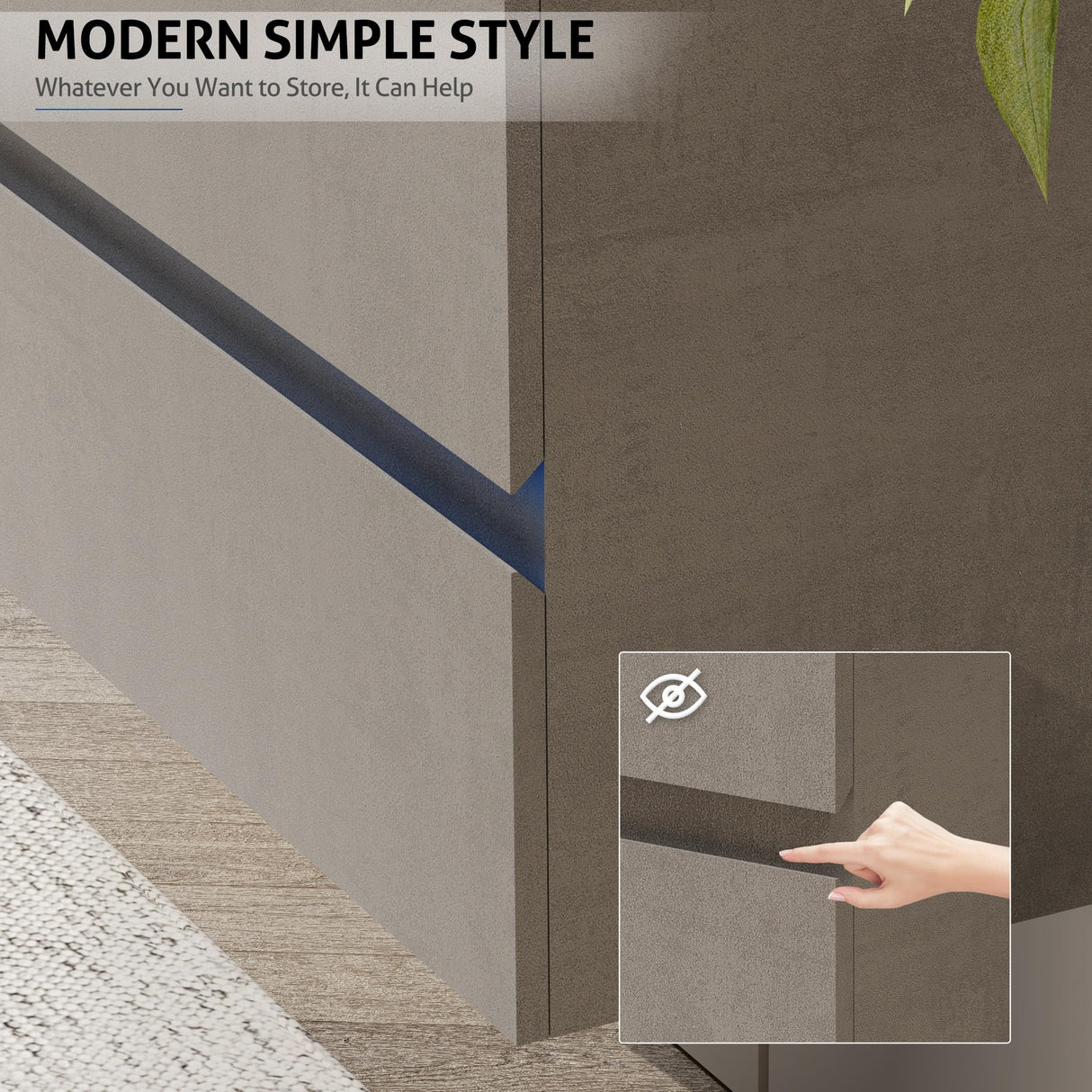 eclife 36" Wall Mounted Bathroom Vanity with Sink Combo Set, Floating Bathroom Storage Cabinet w/Bevelled Invisible Handles, 2 Drawers, Ceramic Sink & Black Faucet, Cement Grey eclife