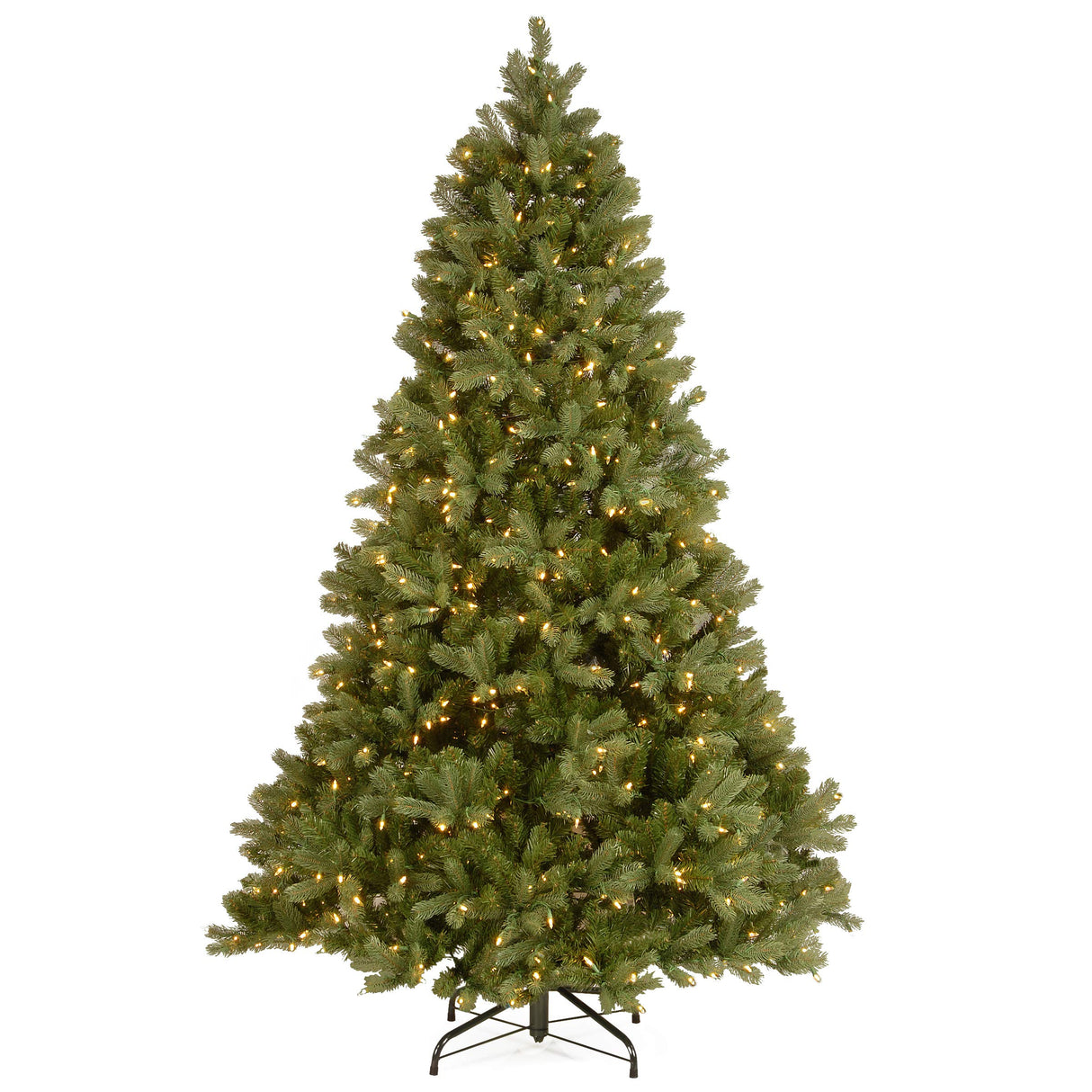 National Tree Company Pre-Lit 'Feel Real' Artificial Full Downswept Christmas Tree, Green, Douglas Fir, White Lights, Includes Stand, 7.5 feet National Tree Company