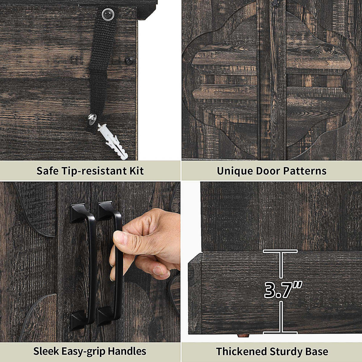 YITAHOME TV Stands with Power Outlets for 70/65 Inch Television, Modern Farmhouse Entertainment Center TV Media Console with Barn Sliding Doors & Adjustable Shelf for Living Room, Dark Rustic Oak YITAHOME