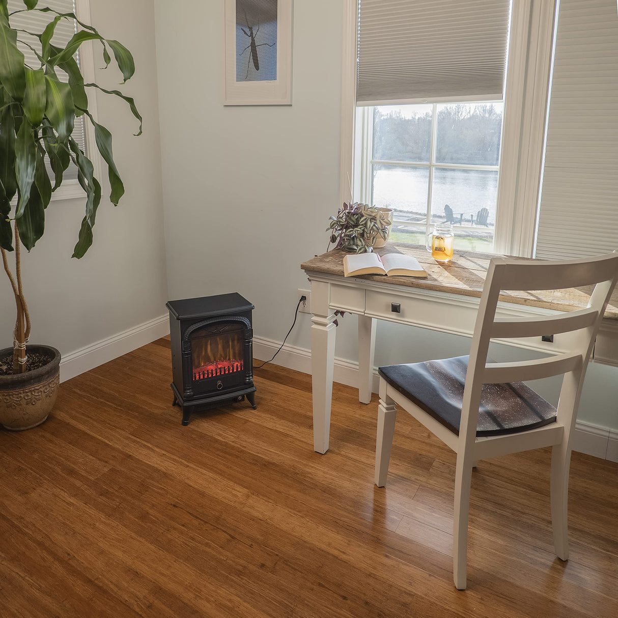 Comfort Zone Electric Fireplace Space Heater, Traditional Warm Stove Style, Realistic 3D Flame Effect, Adjustable Thermostat, & Overheat Protection, Ideal for Home, Bedroom, & Office, 1,500W, CZFP4 Comfort Zone