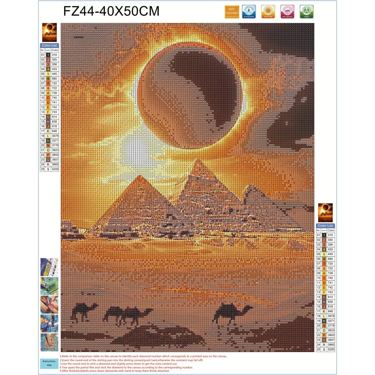 5D Diamond Painting Art Egypt Pyramid and Camel Full Drill Square Beads Diamond Painting Kits for Adults Crystal Gems Wall Art Home Decoration 40x50cm WoodArtSupply