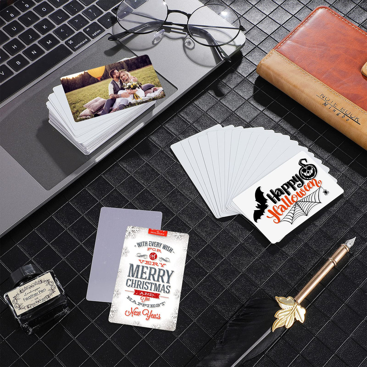 Zonon 120 Pieces Sublimation Metal Business Cards Blanks Aluminum Metal Name Card 3.4 x 2.1 x 0.009 Inches 0.22 mm Thick Business Cards for Color UV Print Custom Engrave Print DIY Zonon