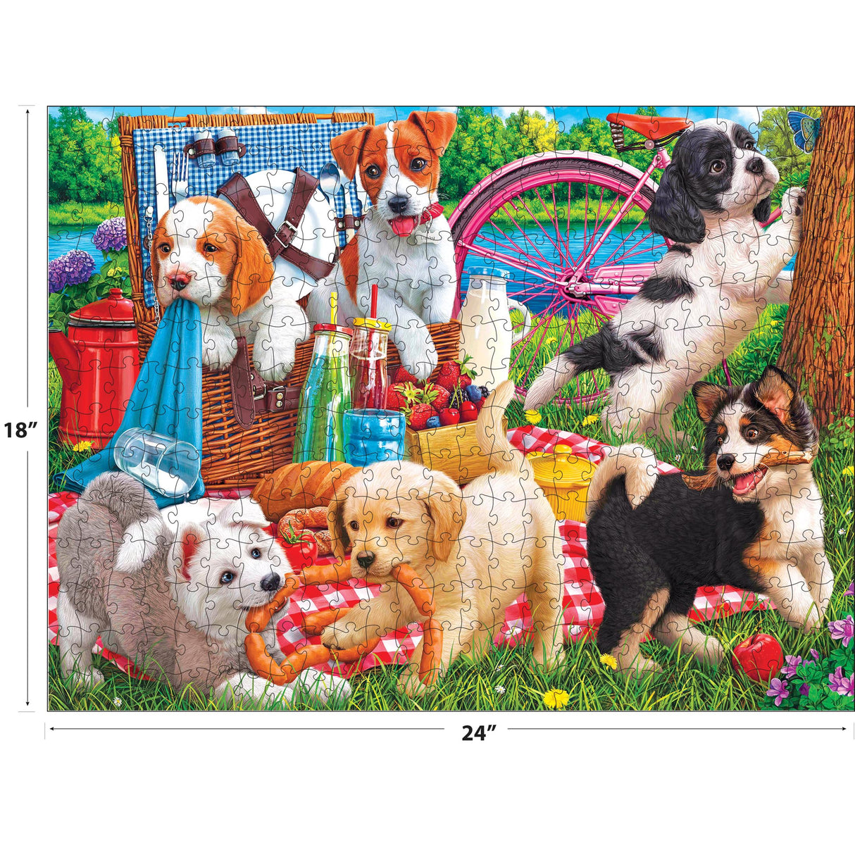 RoseArt - Kodak Premium - Puppies on a Picnic - 350 Piece Jigsaw Puzzle for Adults RoseArt