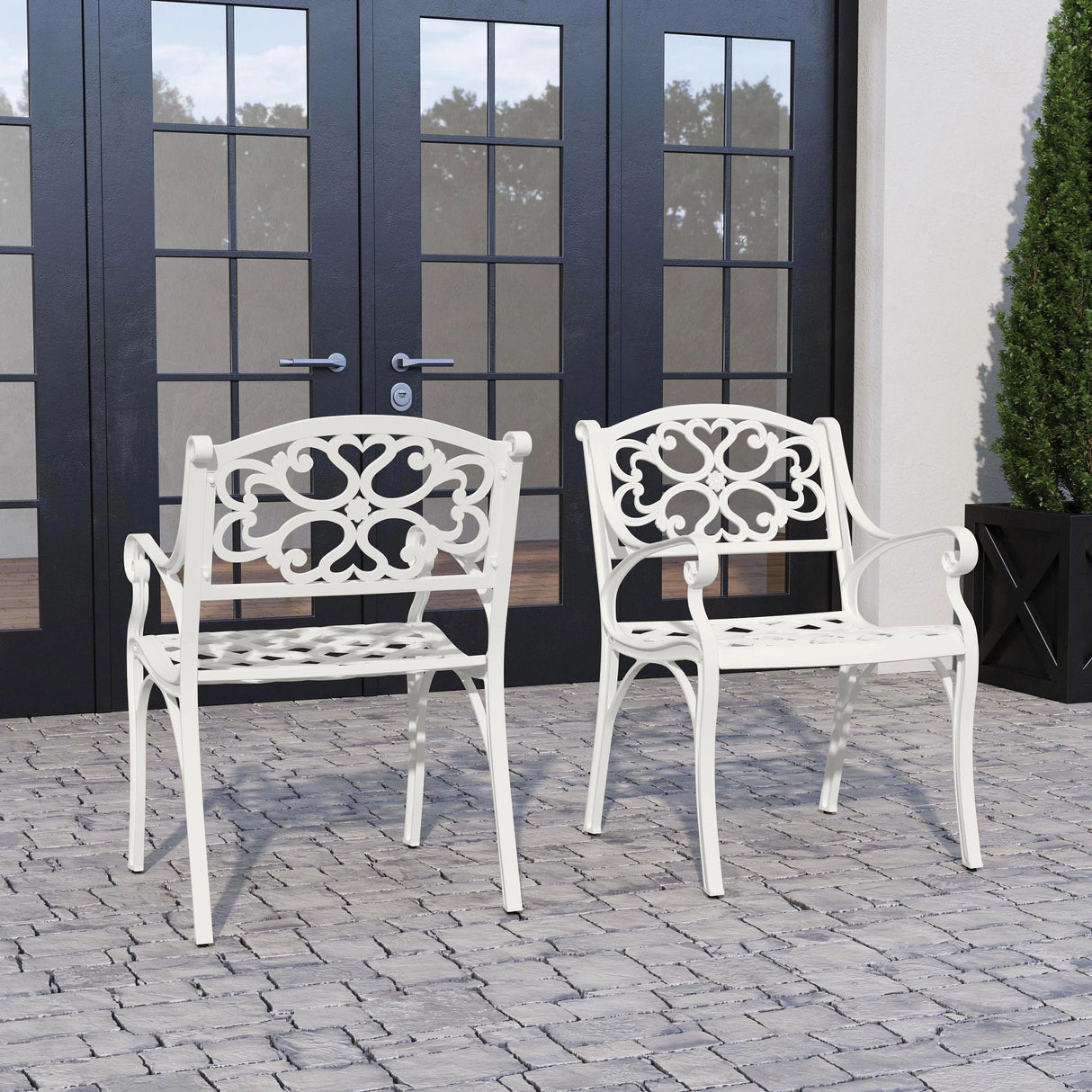 Homestyles 6652-328 5 Piece Outdoor Dining Set, 48" Table, Off White homestyles