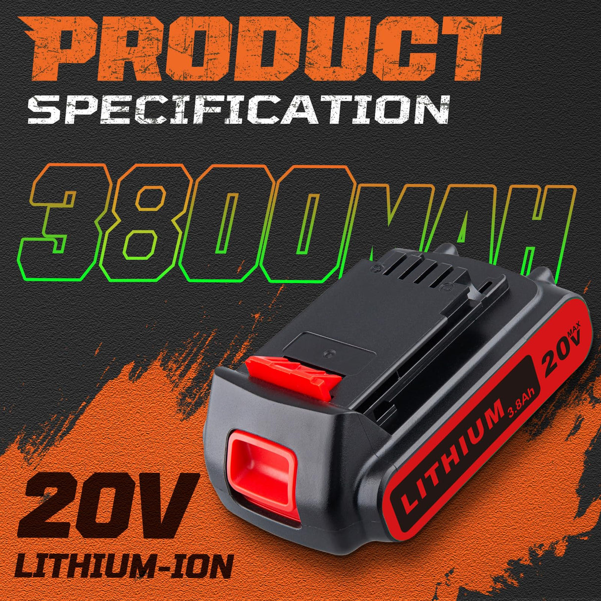 Masione 3.8Ah 20V Repalcement for Black and Decker 20V Lithium Battery LBXR20 LBXR2020-OPE Compatible with Black and Decker 20V Battery Cordless Tools and Outdoor Equipment (2-Pack) Masione