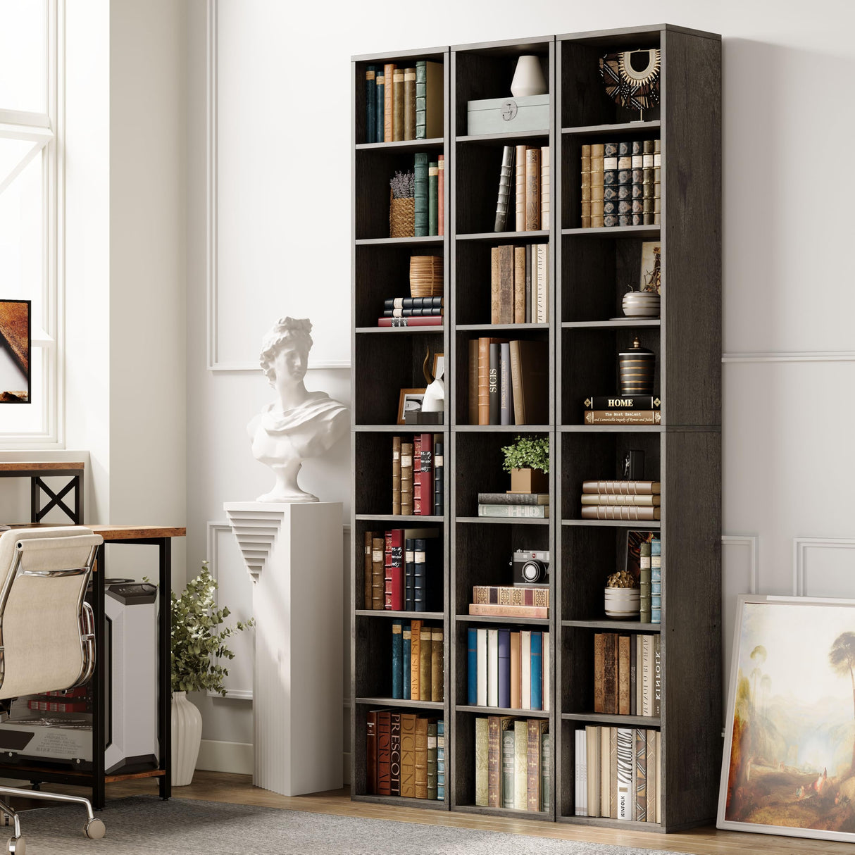 IRONCK Tall Narrow Bookshelf 8 Tiers, Compact Corner Bookcase, Easy to Match for Living Room, Office, Study, Bedroom IRONCK