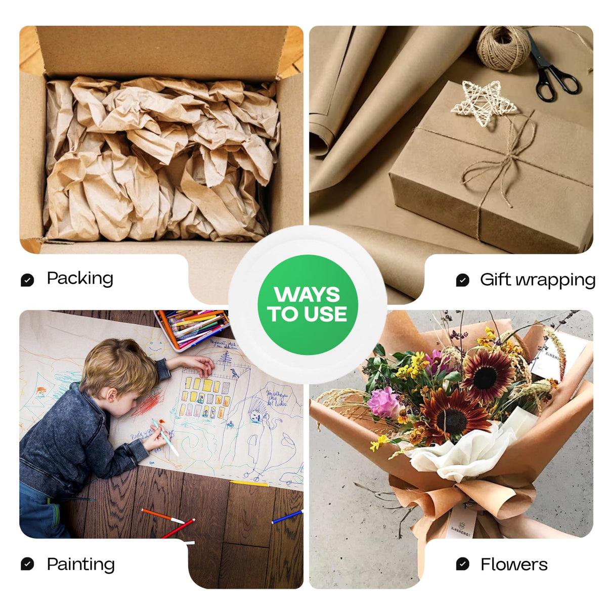 IDL Packaging Brown Kraft Paper Roll 36" x 2160" (180 feet), 30lb Thickness - Brown Wrapping Paper for Packing, Moving, Shipping & Crafts/Arts - 100% Recycled Natural Craft Wrap Material IDL Packaging