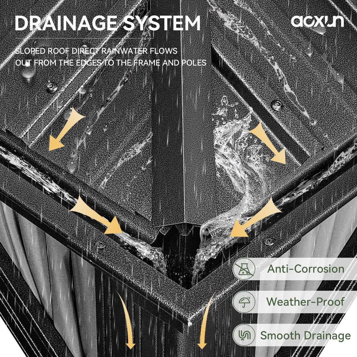 Aoxun 12' X 16' Permanent Hardtop Gazebo Aluminum Gazebo with Galvanized Steel Double Roof for Patio Lawn and Garden, Curtains and Netting Included, Grey Aoxun