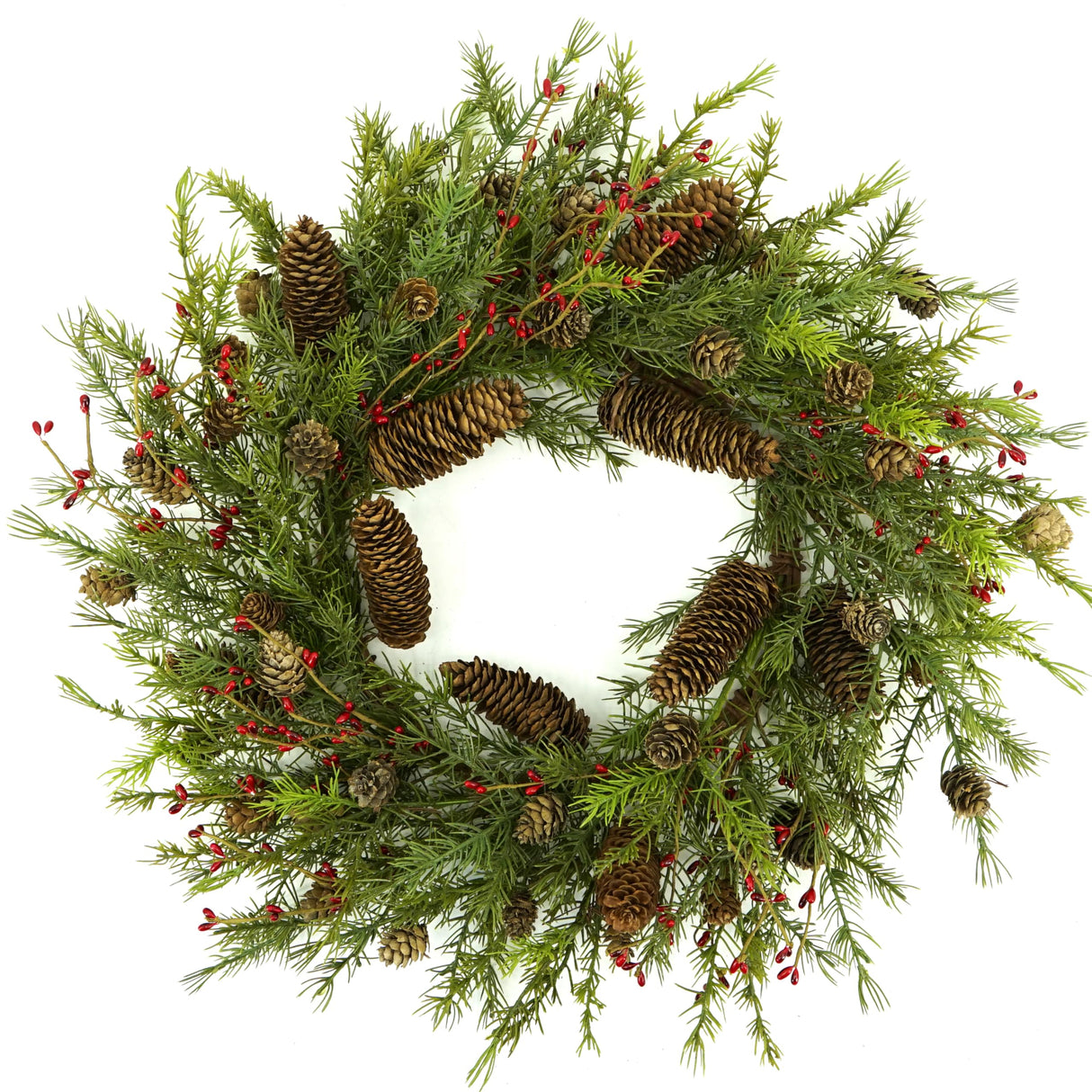 WreathDream 22 inch Artificial Christmas Wreath with Pine Cones and Needles for Indoor Outdoor Holiday Home Decor WreathDream