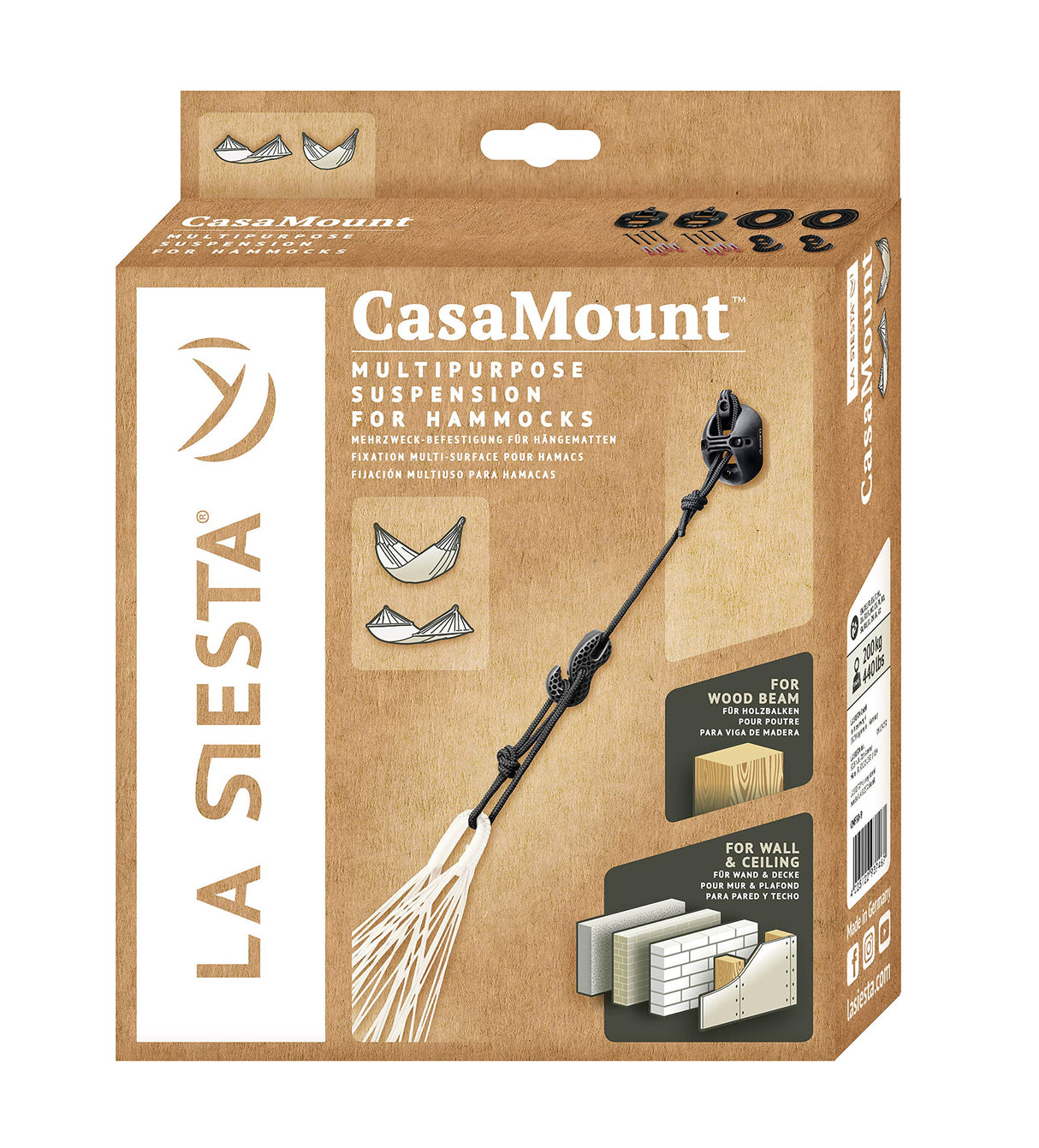LA SIESTA CasaMount Black - Multipurpose Suspension Set for Hammocks LA SIESTA