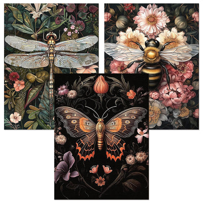 Axquilon 3 Pack Diamond Art Kits for Adults, Insect Diamond Painting Kits for Adults Beginner, DIY 5D Full Drill Gem Art for Home Wall Decor 12x16 inch