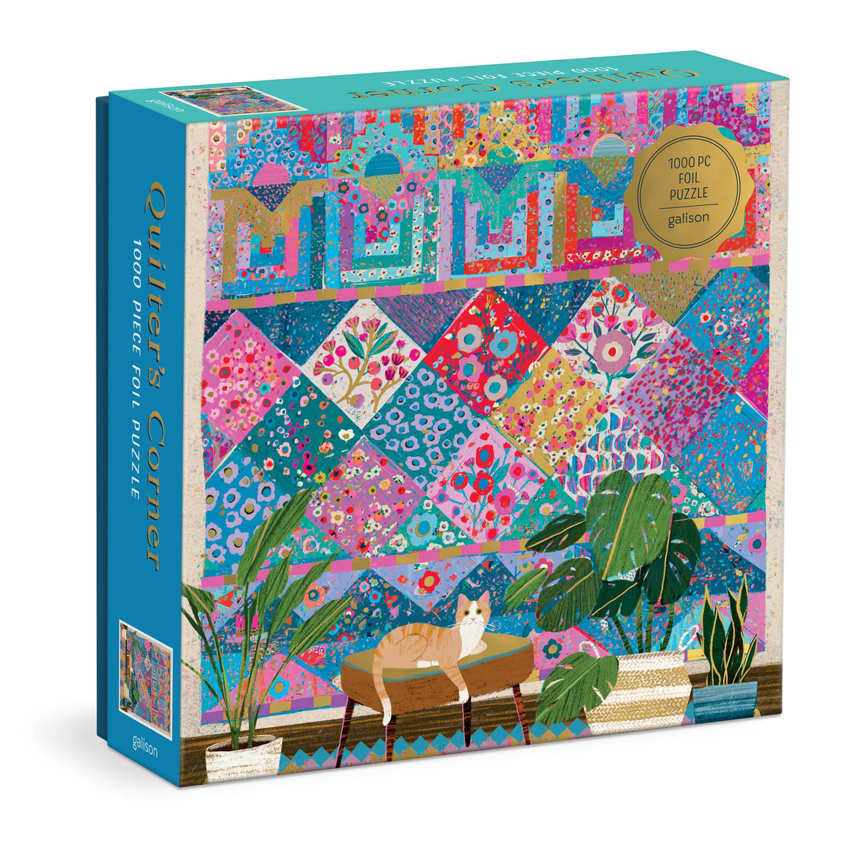 Galison Quilter's Corner – 1000 Piece Victoria Ball Jigsaw Puzzle Featuring Beautiful Artwork of Quilts and Textile Arts Galison
