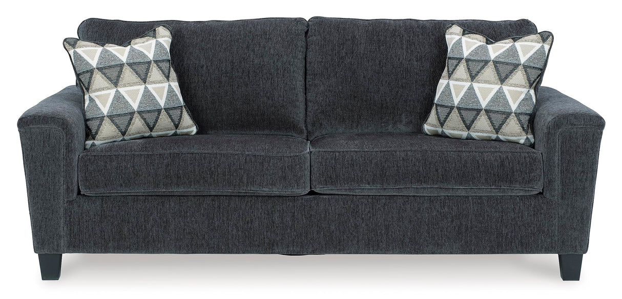 Signature Design by Ashley Abinger Chenille Contemporary Sofa with 2 Accent Pillows, Dark Gray Signature Design by Ashley