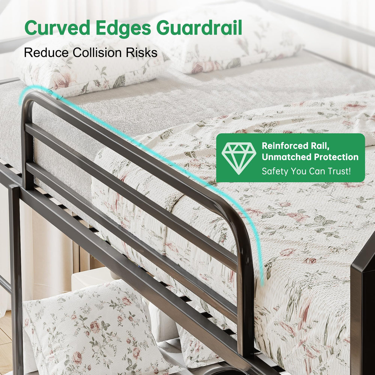 Lodoba Twin Over Twin Low Bunk Bed with Convertible Slide, Bunk Bed for Kids,Montessori Floor Bunk Bed Frame with Full-Length Guardrail,Floor bunk Bed for Boys Girls Teens,Light Black Lodoba