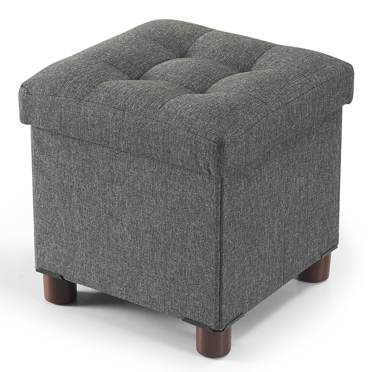 BRIAN & DANY Storage Ottoman Cube, Foot Stool Seat with Wood Legs, Folding Storage Ottoman Bench, Small Ottoman Foot Rest for Living Room and Bedroom 12.6"x12.6"x12.8" - Grey BRIAN & DANY