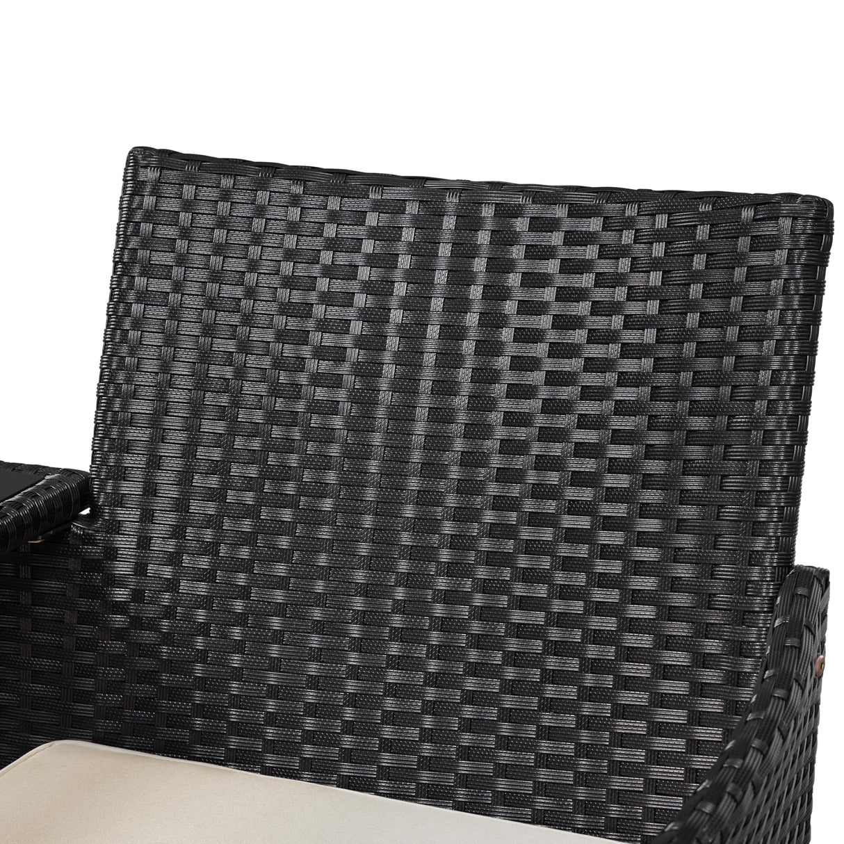 Yaheetech Patio Loveseat, Outdoor Wicker Double Chair w/Side Table, PE Rattan Furniture Set for Two People, Love Seat w/2 Removable Cushions & 1 Tempered Glass Side Table, Black/Beige Yaheetech