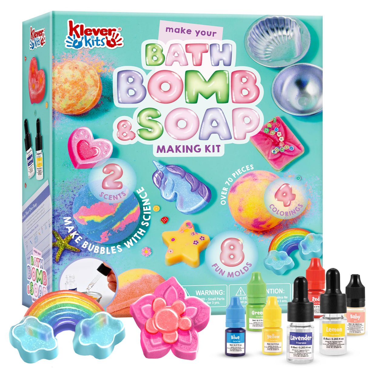 Klever Kits Bath Bomb, Soap Making Kit for Kids, 2-in-1 Spa Science Kits, DIY Make Your Own Bath Bombs & Soap, Spa Kit for Kids, Gifts Toys for Toddler Kid, Birthday Present Klever Kits