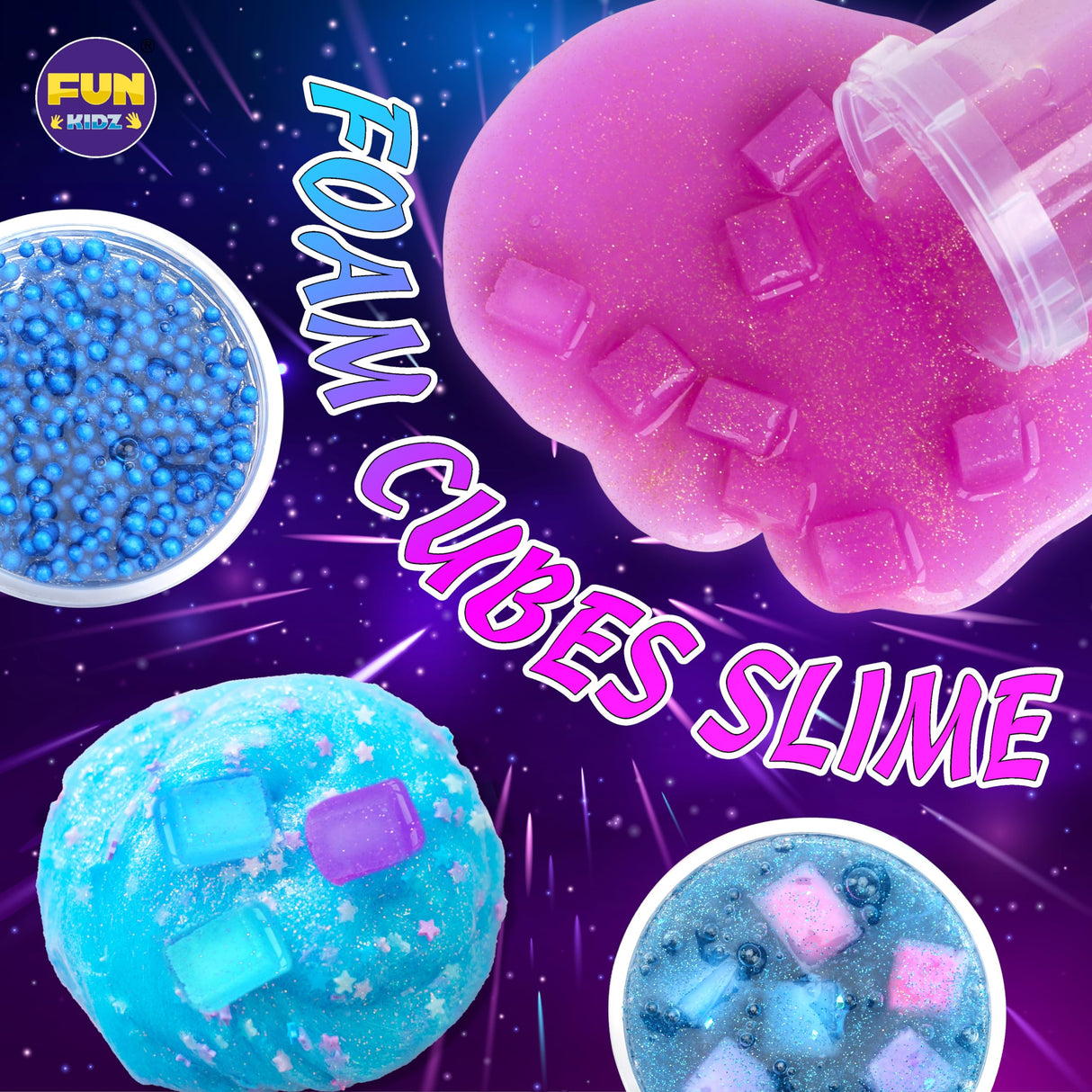Toy Galaxy Slime Kit for Boys Girls 10-12, FunKidz Ultimate Metallic Slime Making Kit for Kids Ages 8-10 D.I.Y. Glow, Galactic, Fun Slime Gifts FUN KIDZ