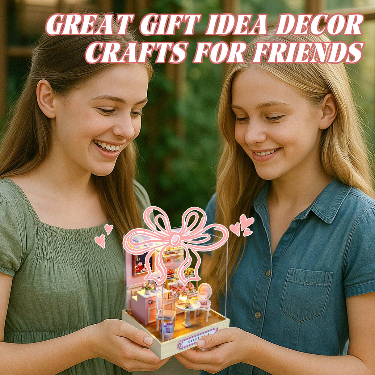 Kisoy Dollhouse Miniature with Furniture Kit, DIY 3D Wooden DIY House Kit with Dust Cover,Handmade Tiny House Toys for Teens Adults Gift(Sweet Talk) Kisoy