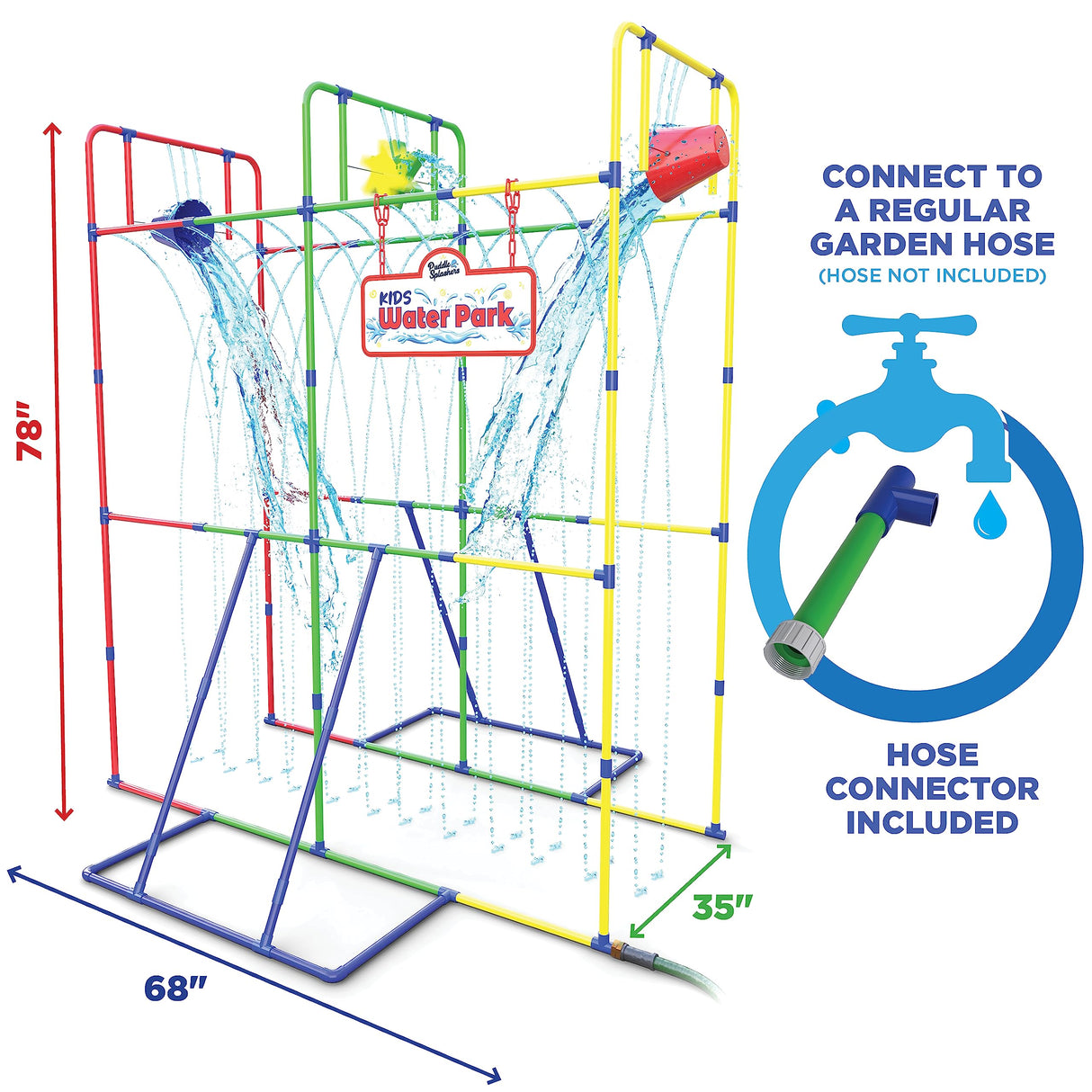 Backyard Waterpark with Splash Wheel, Dump Buckets for Kids Outdoor Water Play PUDDLE SPLASHERS