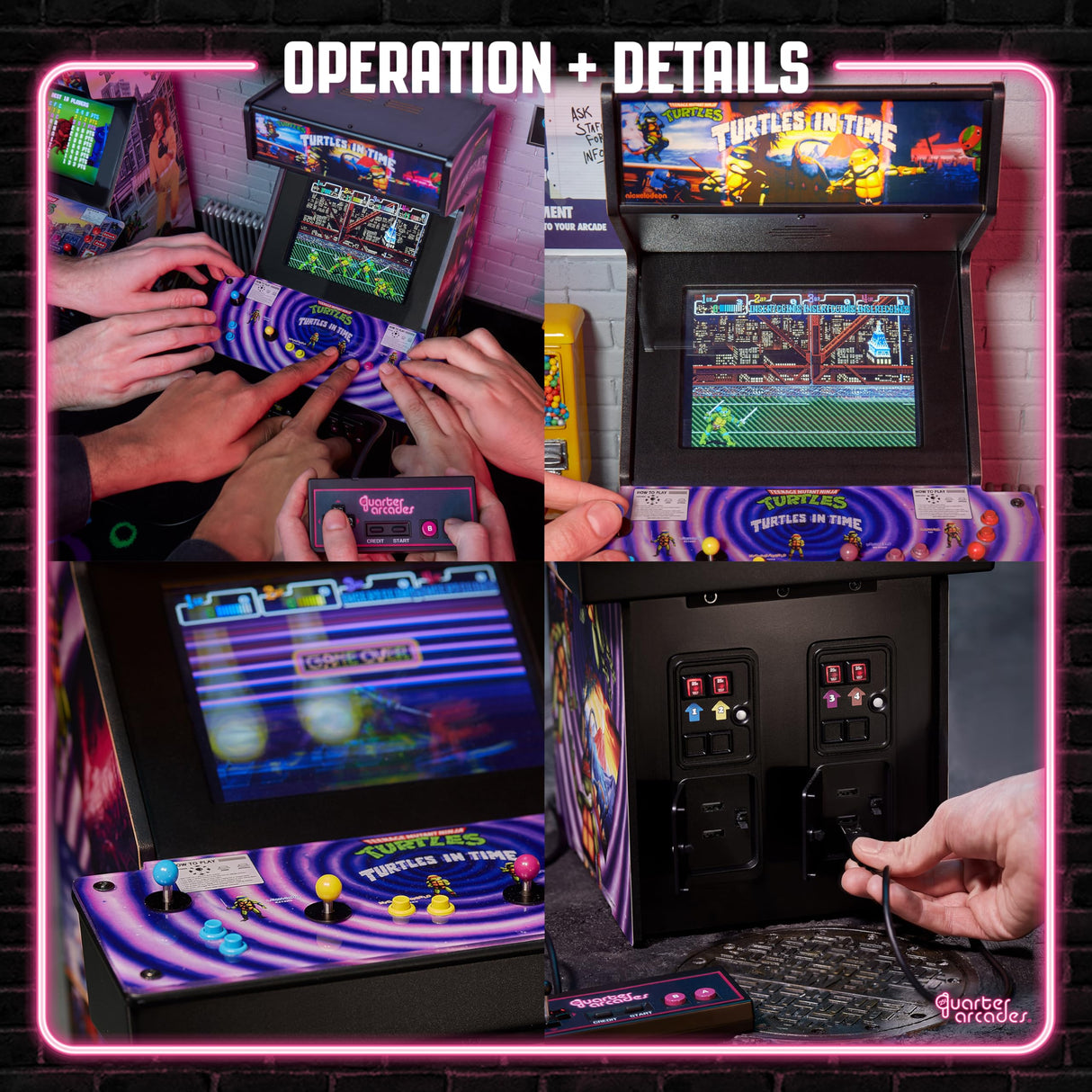 Numskull Quarter Arcades TMNT Turtles in Time Collector's Edition Mini Arcade - 1/4 Scale Authentic Wooden Replica, Original ROM, Rechargeable Battery & 3W Speakers for Retro Enthusiasts quarter arcades