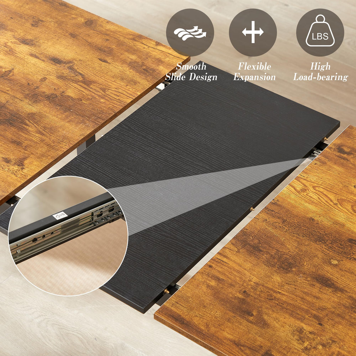 VECELO 3-Piece 63" Extendable Kitchen Table with Benches/Chairs Modern Breakfast Dinette/Dining Room Set for 4/6/2, Small Space Saving Design, Easy Assembly, Retro VECELO