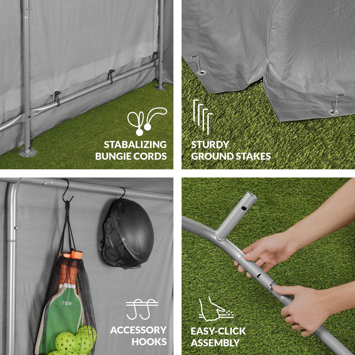 Best Choice Products 10x8ft Outdoor Storage Shed, Carport, Canopy Shelter, Dual Doors & Windows, Metal Frame, Weather-Resistant, Perfect for Storing Motorcycle, Bike, Garden Tools – Gray Best Choice Products