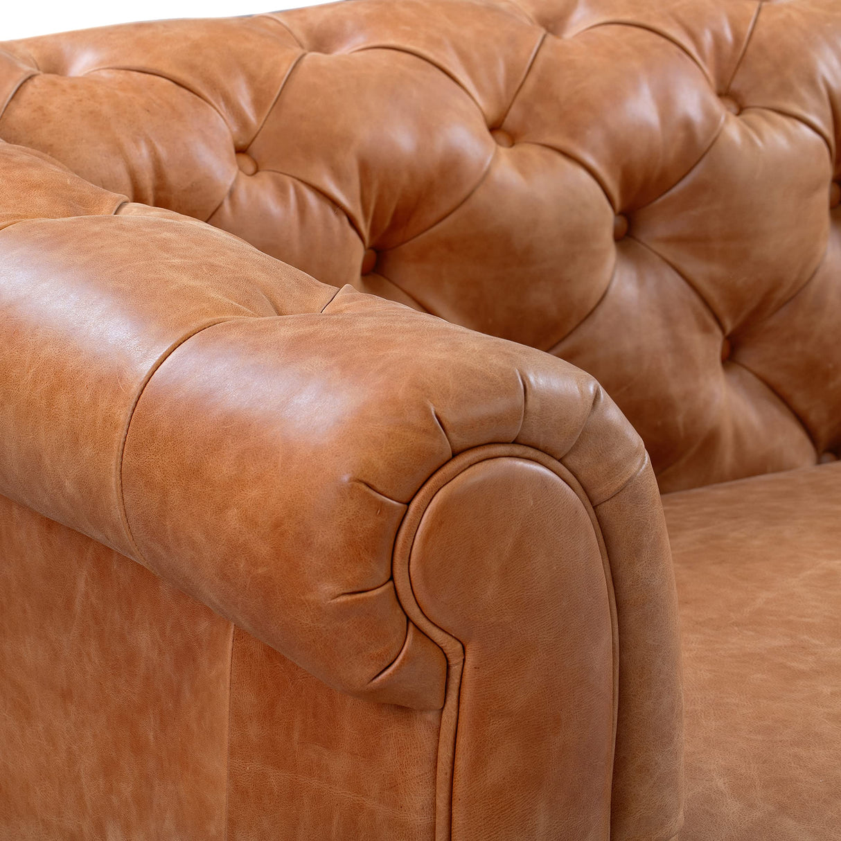 POLY & BARK Lyon 87.4" Sofa in Full-Grain Pure-Aniline Italian Tanned Leather in Cognac Tan POLY & BARK