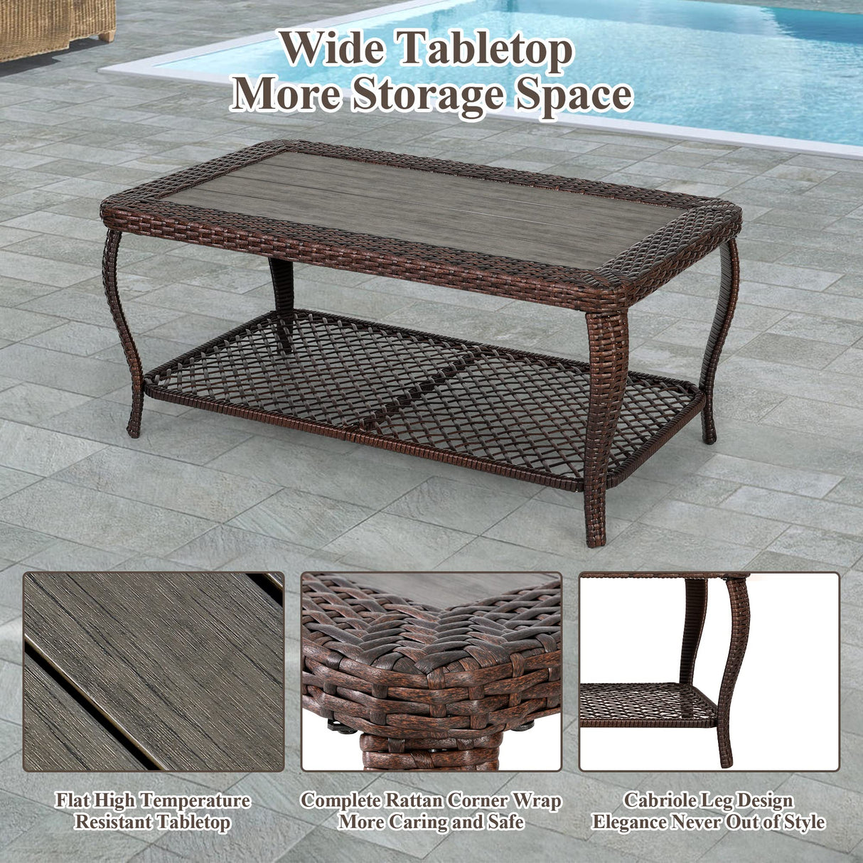 HOMREST 6 Pieces Patio Furniture Set, Wicker Patio Conversation Sets, Outdoor Sectional Rattan Sofa Chairs with Coffee Table, High Back, Ottoman, Cushions for Porch, Deck, Garden, Backyard (Beige) HOMREST