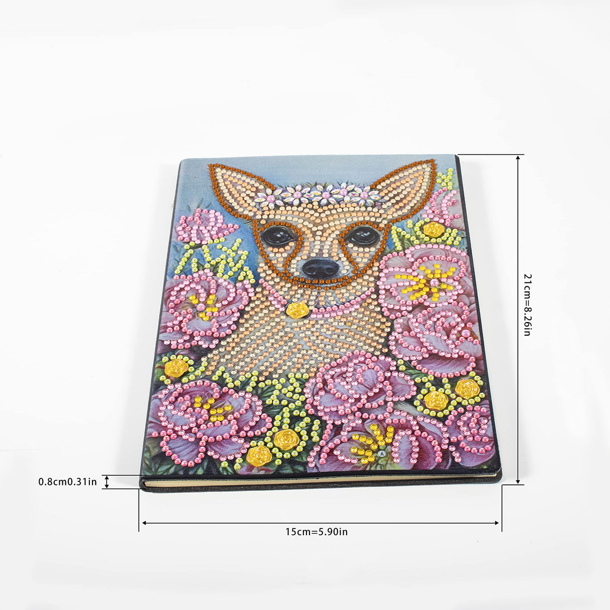 DIY 5D Diamond Art Painting Notebook Kits Dog Chihuahua Leather Cover Special Shaped Journal Sketchbook Crystal Diamond Art Hardcover Dairy Book Festival Birthday Gift 8.26x5.9IN Generic