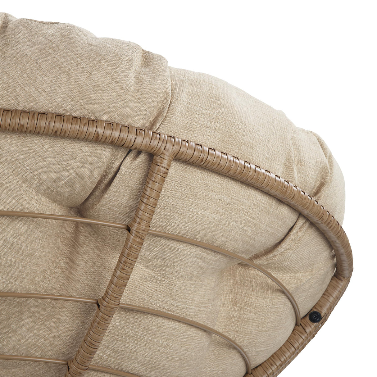 OSP Home Furnishings Wicker Papasan Chair with 360-Degree Swivel, Natural Frame with Cream Cushion OSP Home Furnishings