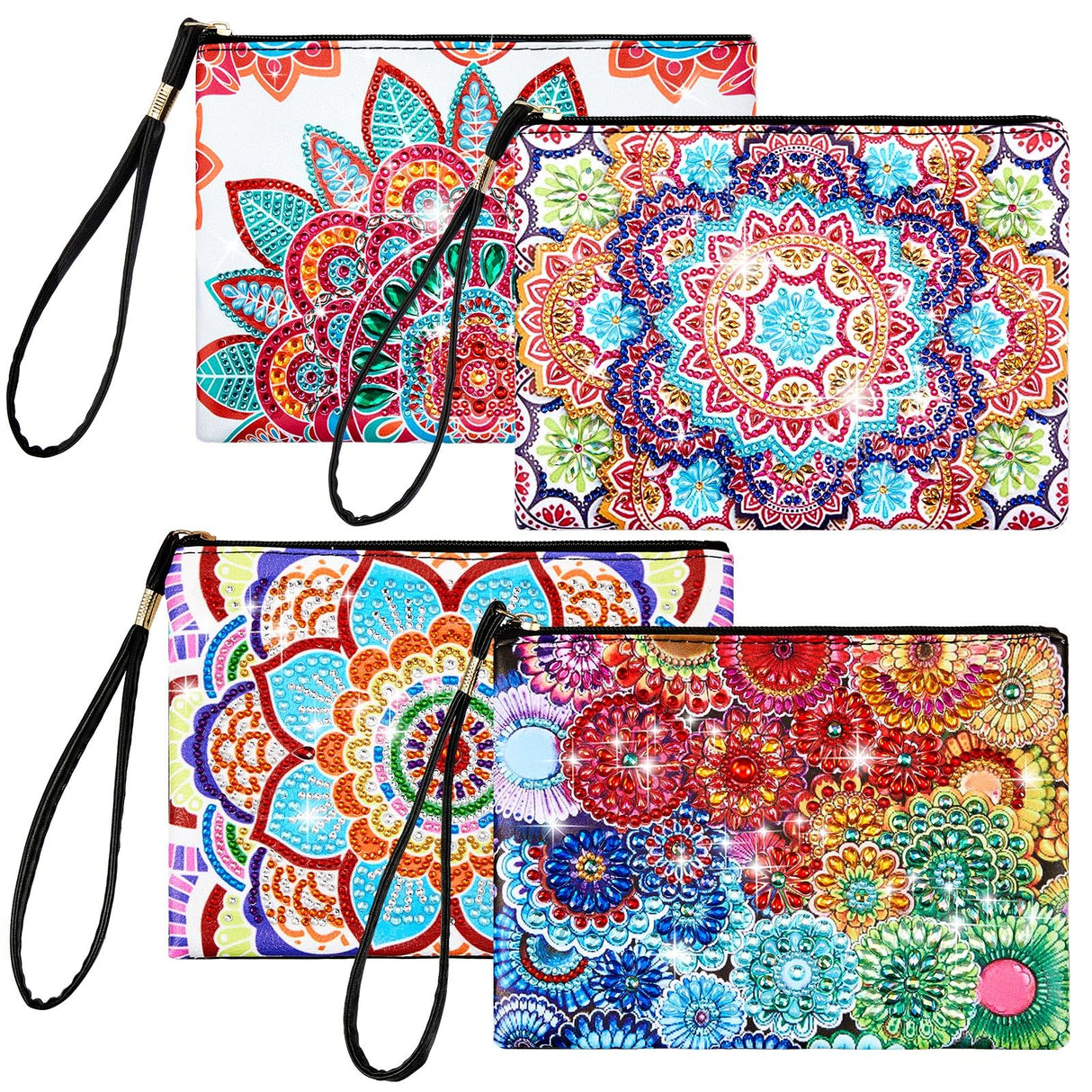Geyoga 4 Pcs Mandala Diamond Painting Handbag Elegant 5d DIY Diamond Bags Zipper Special Shaped Handmade Purses for Women Art Craft Gift Geyoga