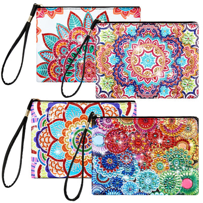Geyoga 4 Pcs Mandala Diamond Painting Handbag Elegant 5d DIY Diamond Bags Zipper Special Shaped Handmade Purses for Women Art Craft Gift