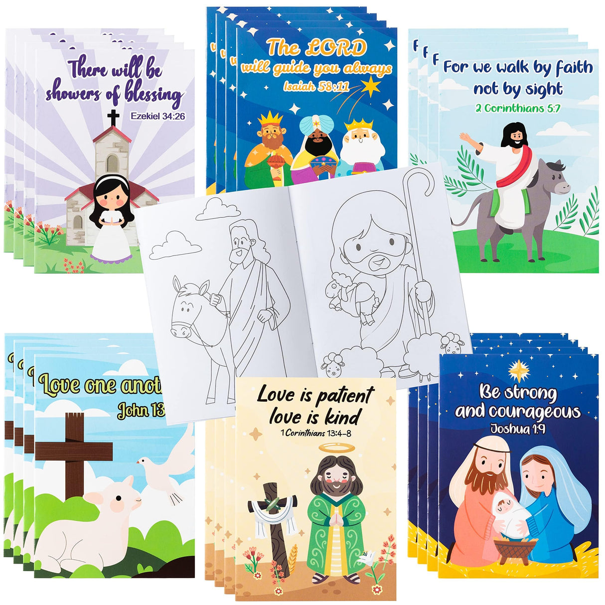 ANGOLIO 24PCS Christian Bible Coloring Books for Kids Teacher's Day Activities Coloring Books Verse Drawing Supplies for Sunday School Classroom Rewards Back to School Goodies Bag Birthday Party Gifts ANGOLIO