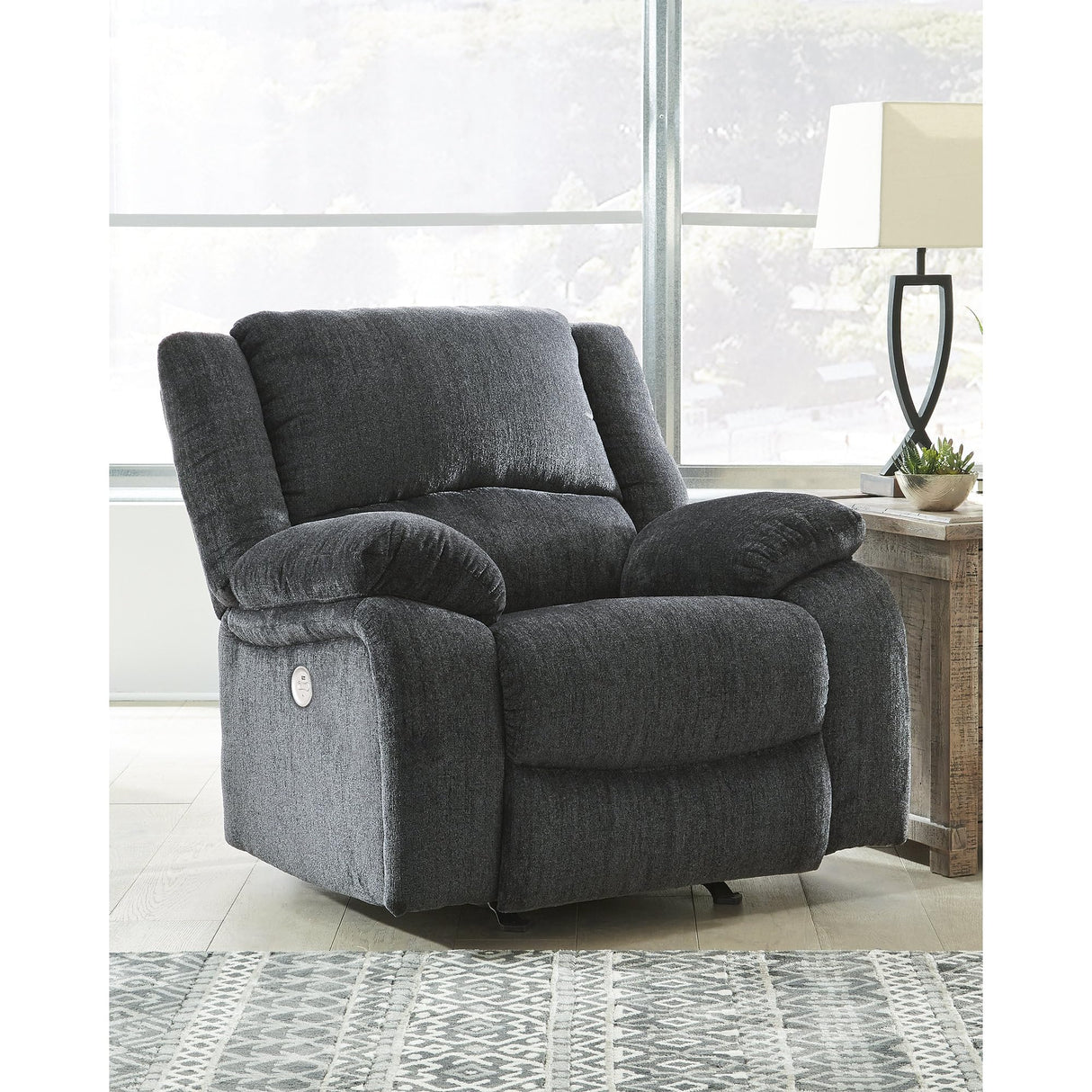 Signature Design by Ashley Draycoll Contemporary Power Rocker Recliner, Dark Gray Signature Design by Ashley