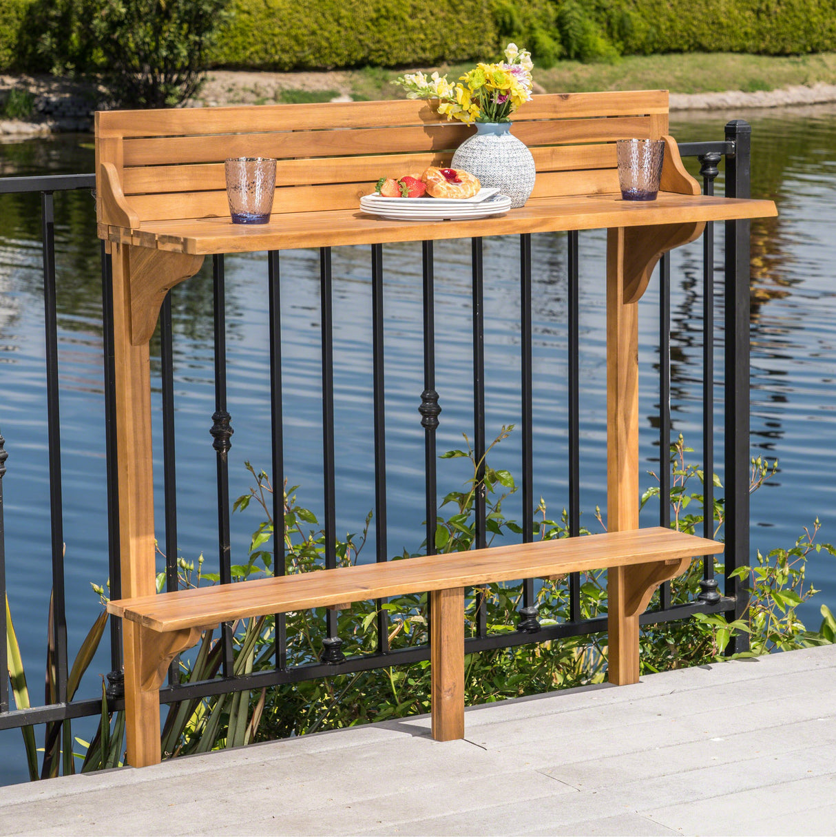 Christopher Knight Home Caribbean Outdoor Acacia Wood Balcony Bar Table, Natural Stained Christopher Knight Home