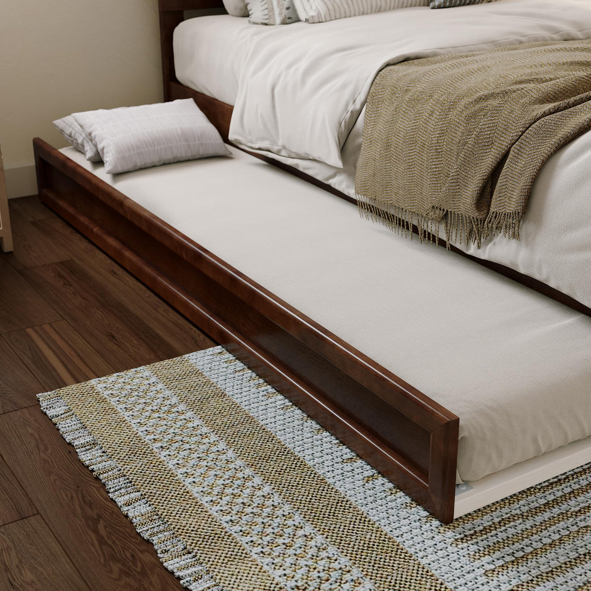 AFI, Mid-Century Modern Trundle Bed, Twin XL, Walnut AFI