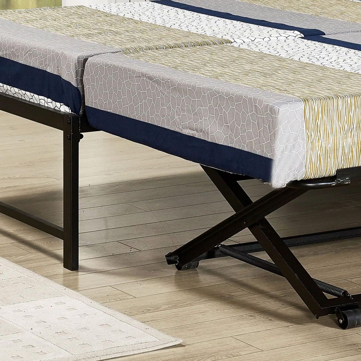 Kings Brand Furniture Twin Size Black Metal Platform Bed With Pop Up Trundle Kings Brand Furniture