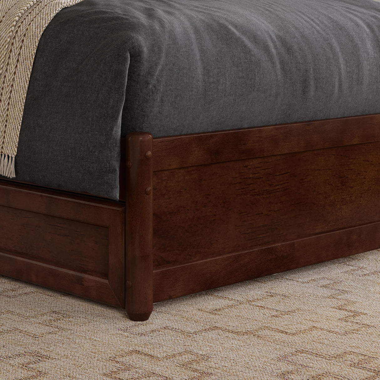 AFI, Clayton Full Platform Bed with Panel Footboard & Twin Trundle, Walnut AFI