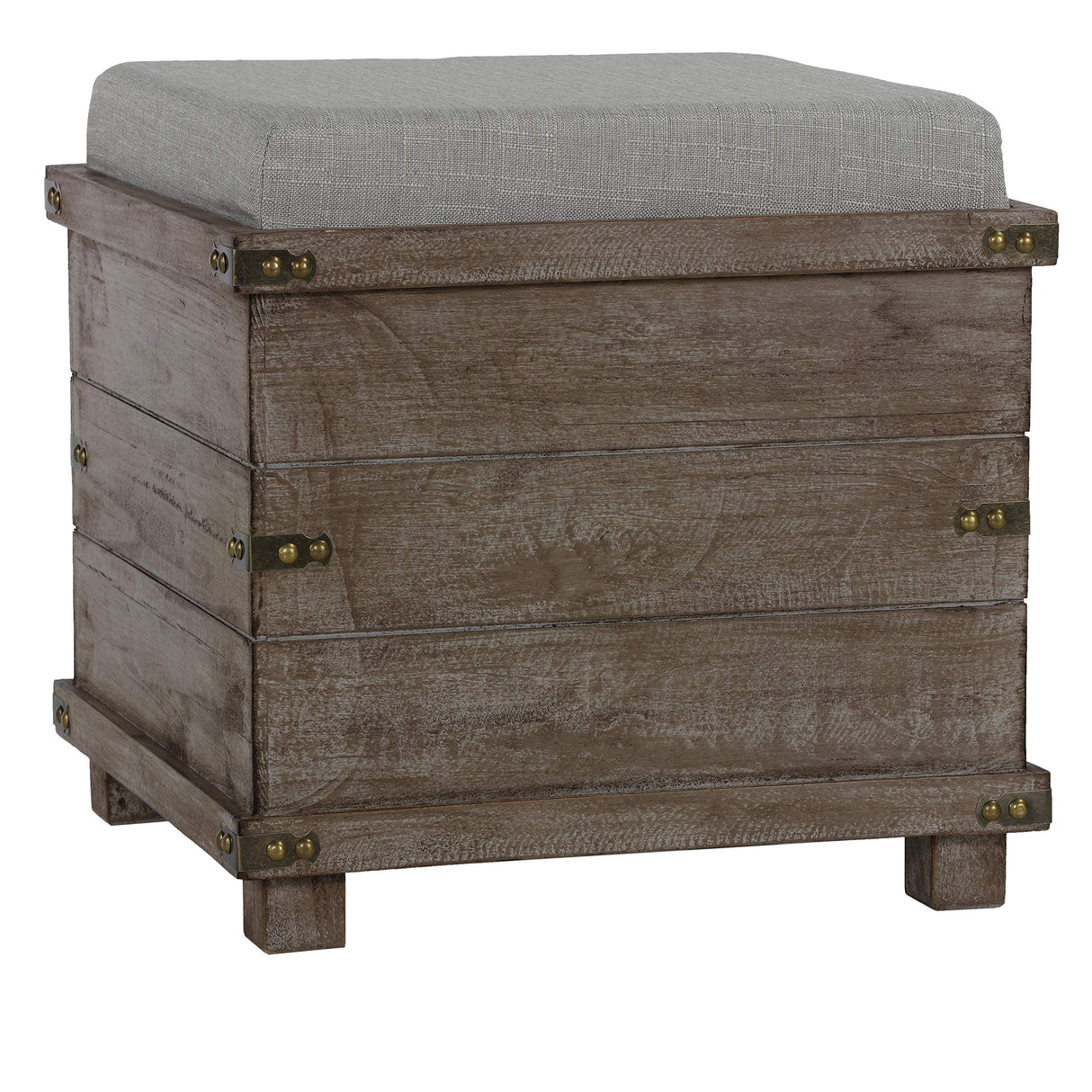 Cortesi Home Scusset Storage Chest Tray Ottoman in Fabric and Wood, Grey, 15.75"W x 15.75"L x 15.5"H Cortesi Home