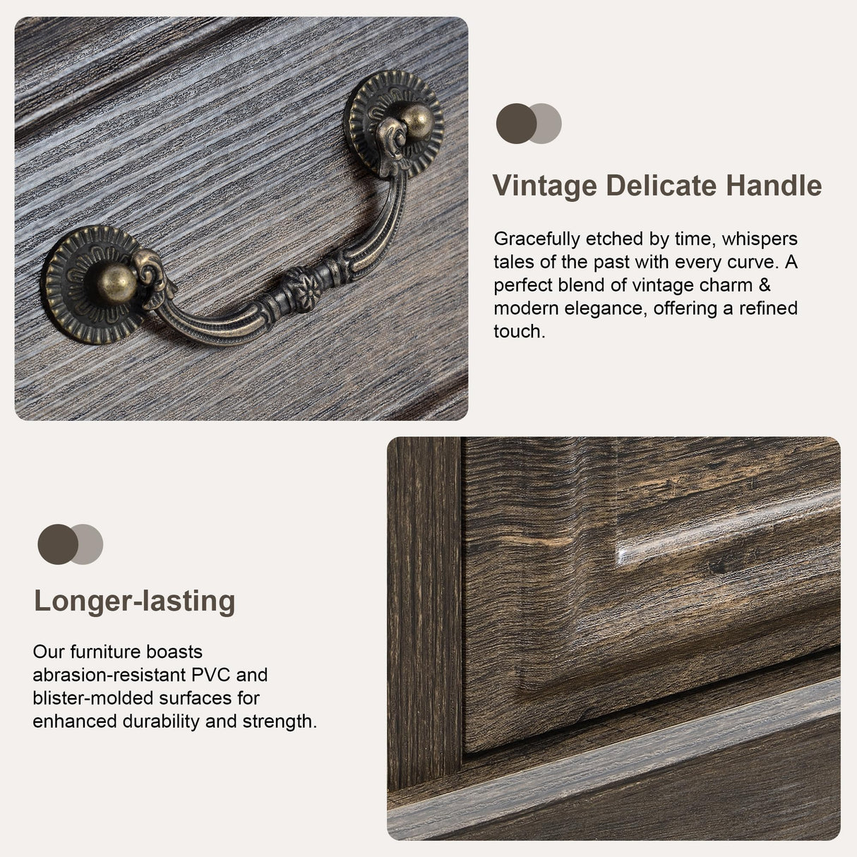 XIAO WEI Nightstand with Hidden Drawer, 25" Tall Farmhouse Bedside Table with 3 Drawers and 1 Open Shelf, Wood Rustic End Side Table, Small Dresser Drawers (Brownish Green Oak, 1PC) XIAO WEI