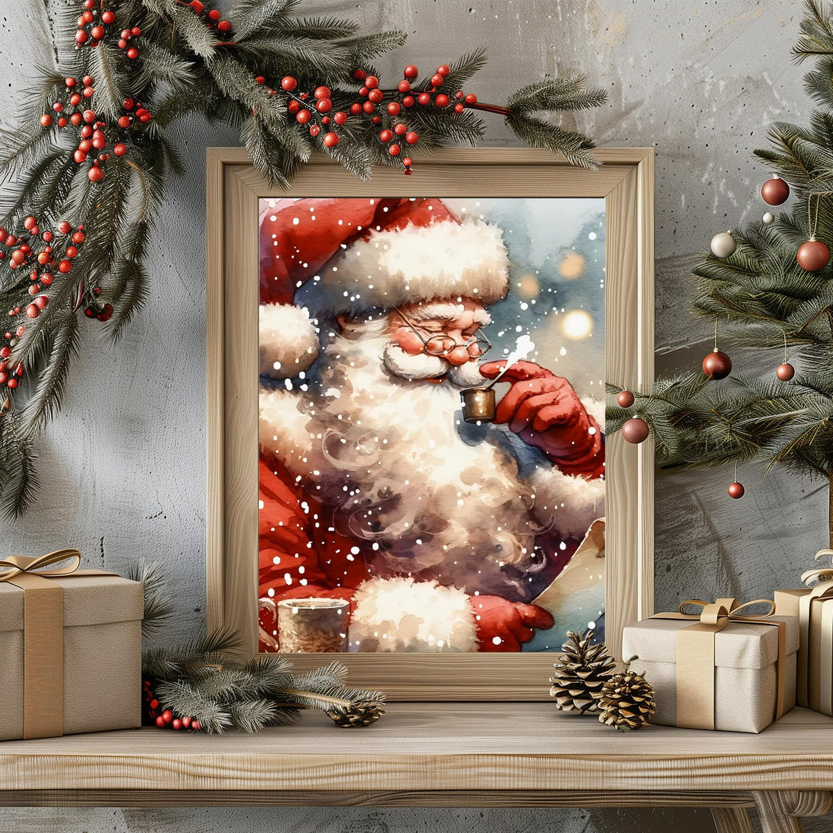 Christmas Paint by Numbers Kit for Adults, Christmas Adult Paint by Number Kits on Canvas Santa, Paint by Number for Adults Beginners for Home Decor 16x20 Inch hkejoi