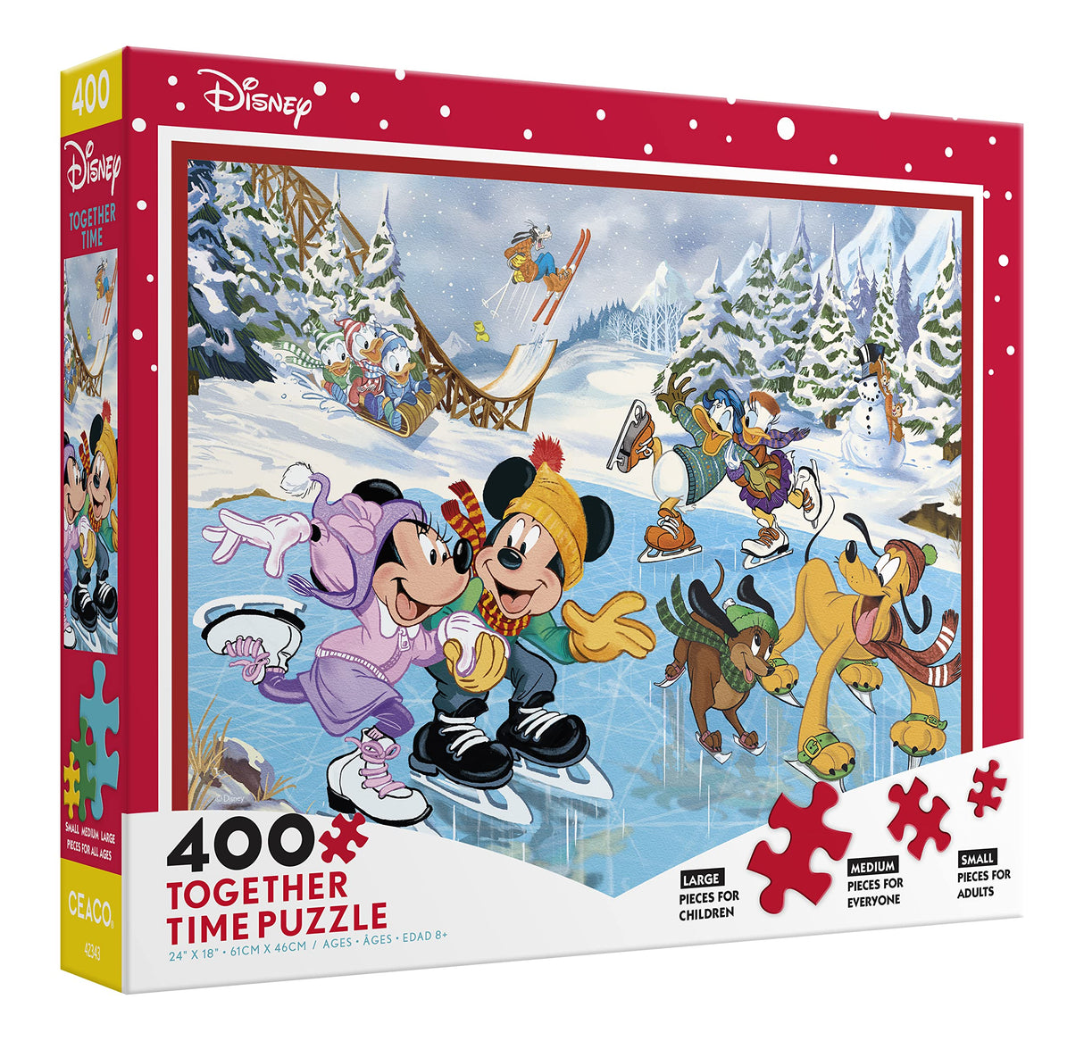 Ceaco - Disney Holiday - Together Time - Mickey & Minnie Skating - 400 Piece Jigsaw Puzzle Ceaco