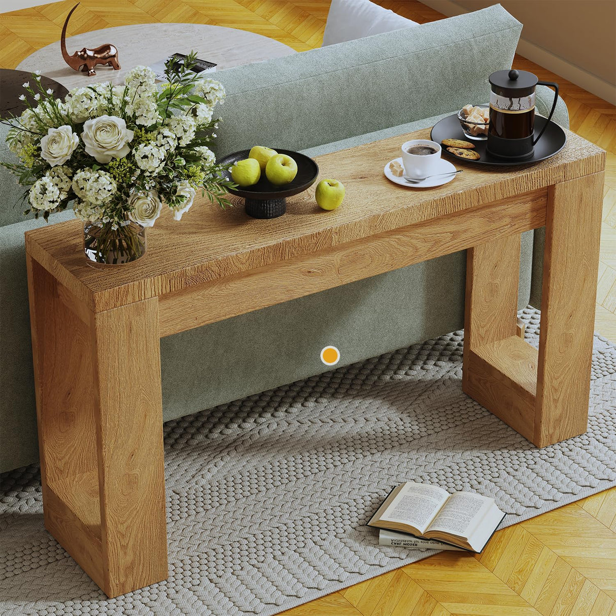 DRAWERHOM Console Table, Farmhouse Entryway Table with Thickened Base, Narrow Long Wood Sofa Table Behind Couch Table for Entrance, Hallway, Living Room DRAWERHOM