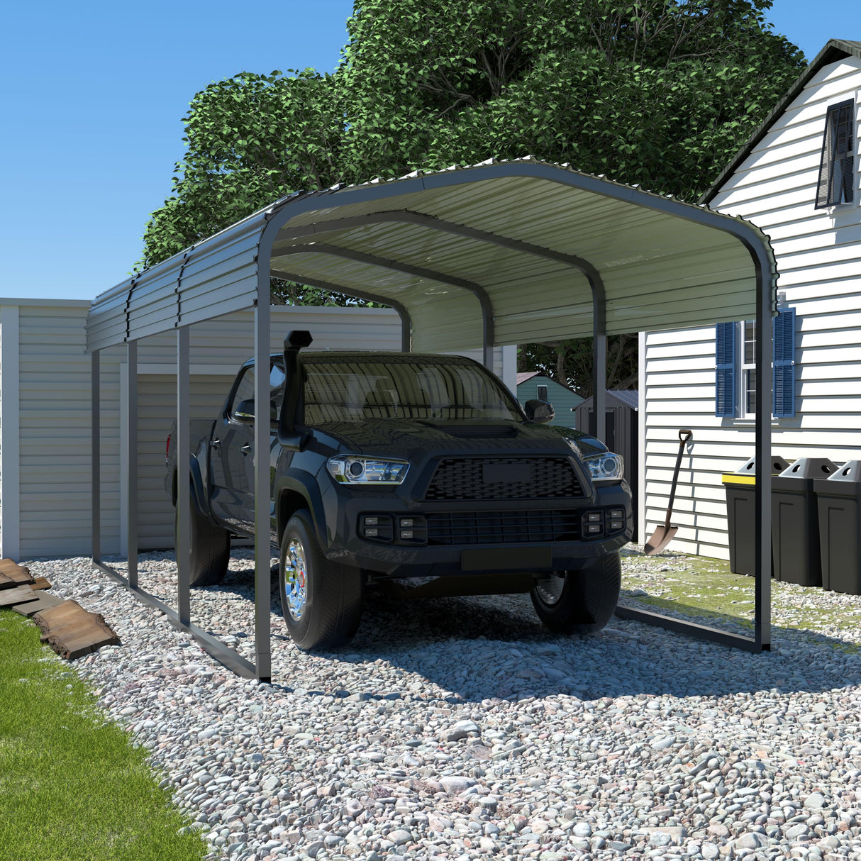 VEIKOU 10'x15' Heavy Duty Car Shelter with Thick Steel Roof, Upgraded Extra Large Carport Garage Kit for Shade VEIKOU
