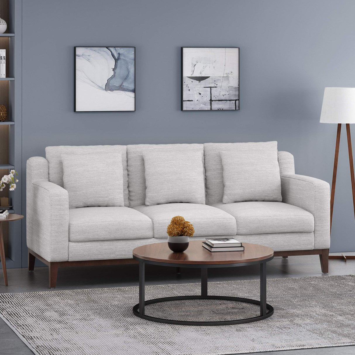 Christopher Knight Home Elliston Sofas, Light Grey + Dark Walnut Christopher Knight Home
