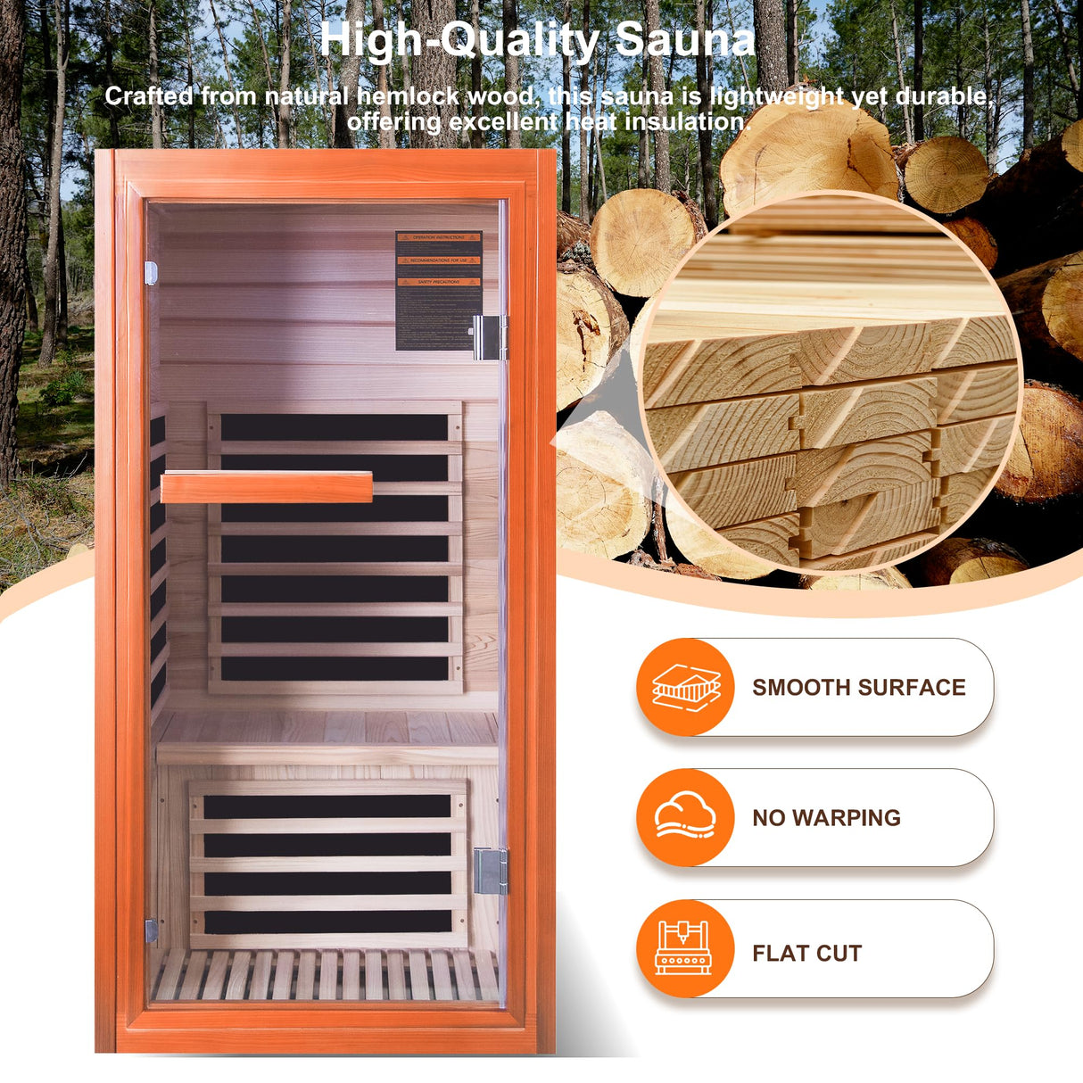 ToTibuy Far Infrared Sauna for Home 1 Person Indoor Wood Sauna Personal Spa Room 1065W 120V with Red Light Bluetooth Speakers 31.5"x31.5"x63" ToTibuy